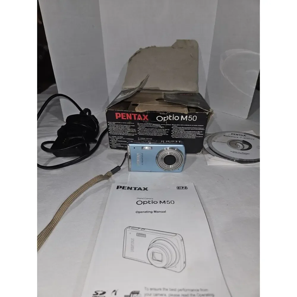 PENTAX Optio M50 Digital Camera Blue Tested Excellent Condition